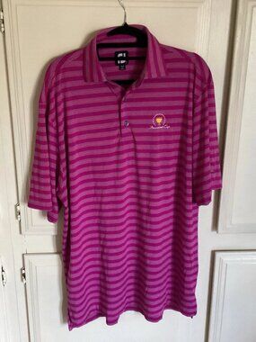 FOOTJOY Polo Stretch Lisle Tonal Stripe Golf Pink Presidents Cup Men’s Large